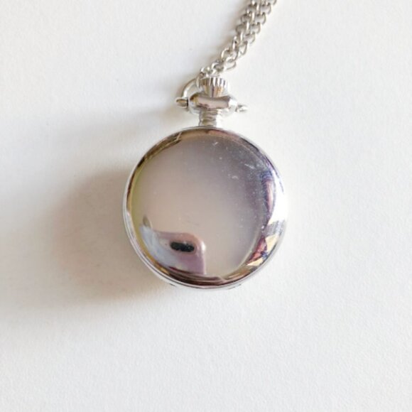 Victorian Silver Pocket Watch Pendant Necklace - Picture 3 of 6